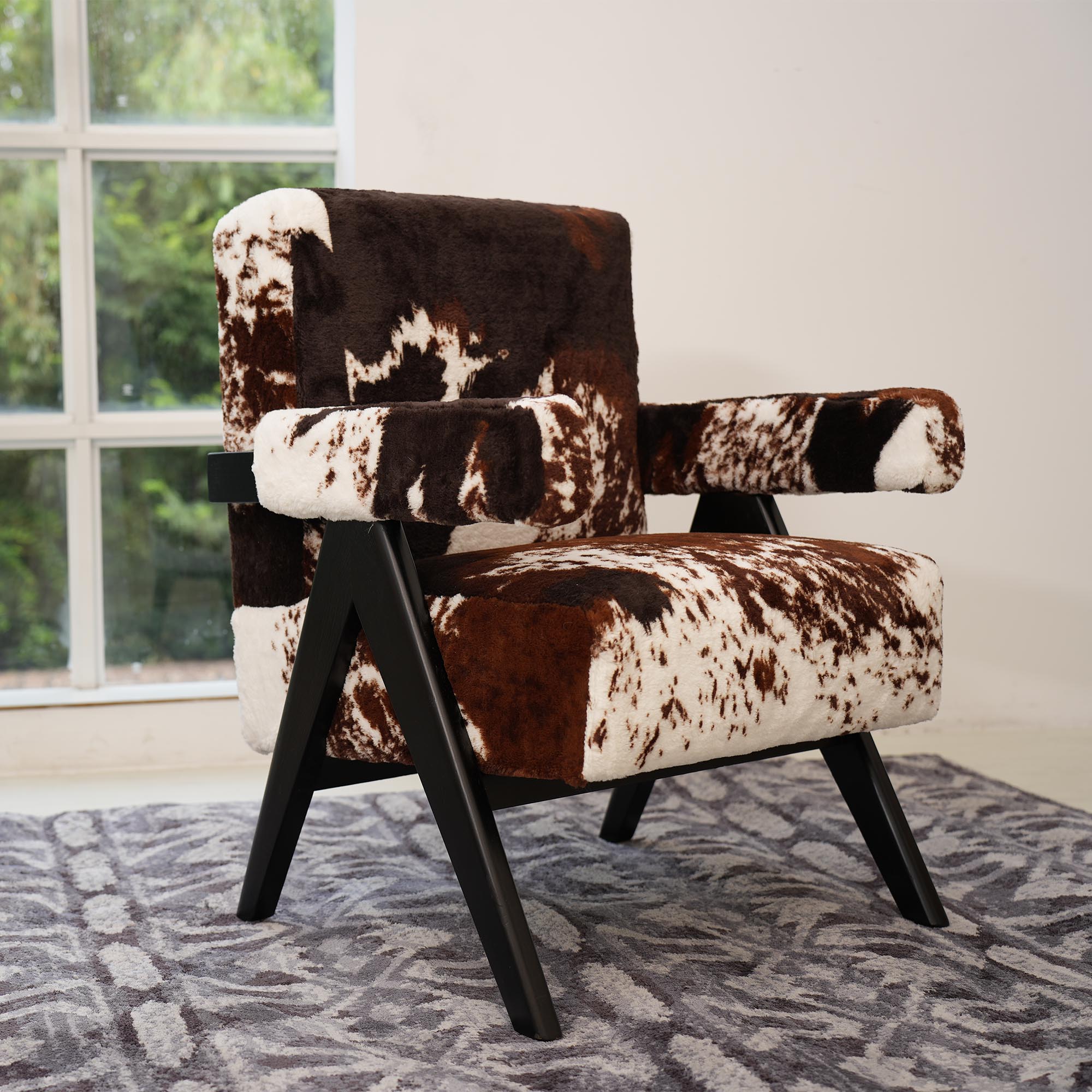 Cow Print Accent Chair  Tufted - Commercial Fabric Printing review and price