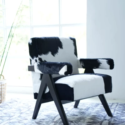 Cow Print Accent Chair  Tufted - Commercial Fabric Printing review and price